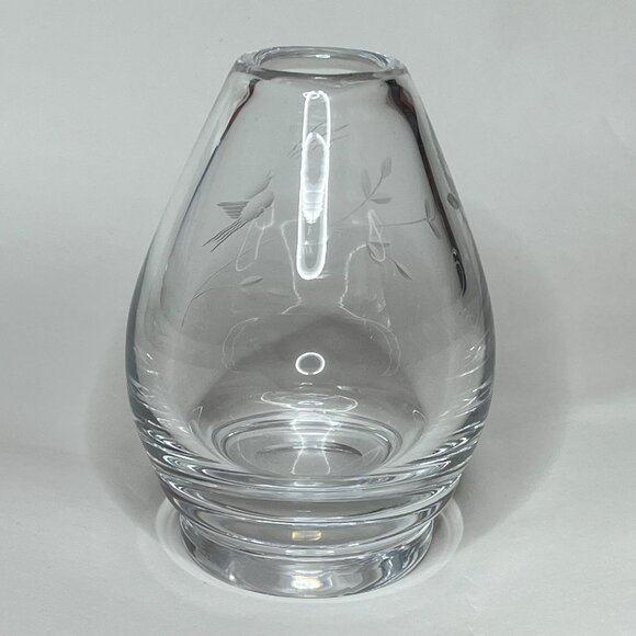 Vintage Kosta Sweden Etched Glass Vase w/ Singing Bird - Picture 6 of 9